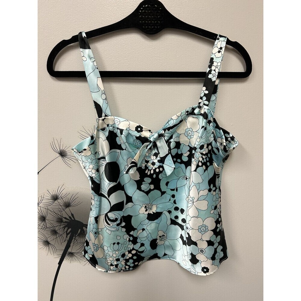 Vintage Studio I Womens 12 Satin Bow tie Retro Sweetheart Neck Top Y2K Fairy